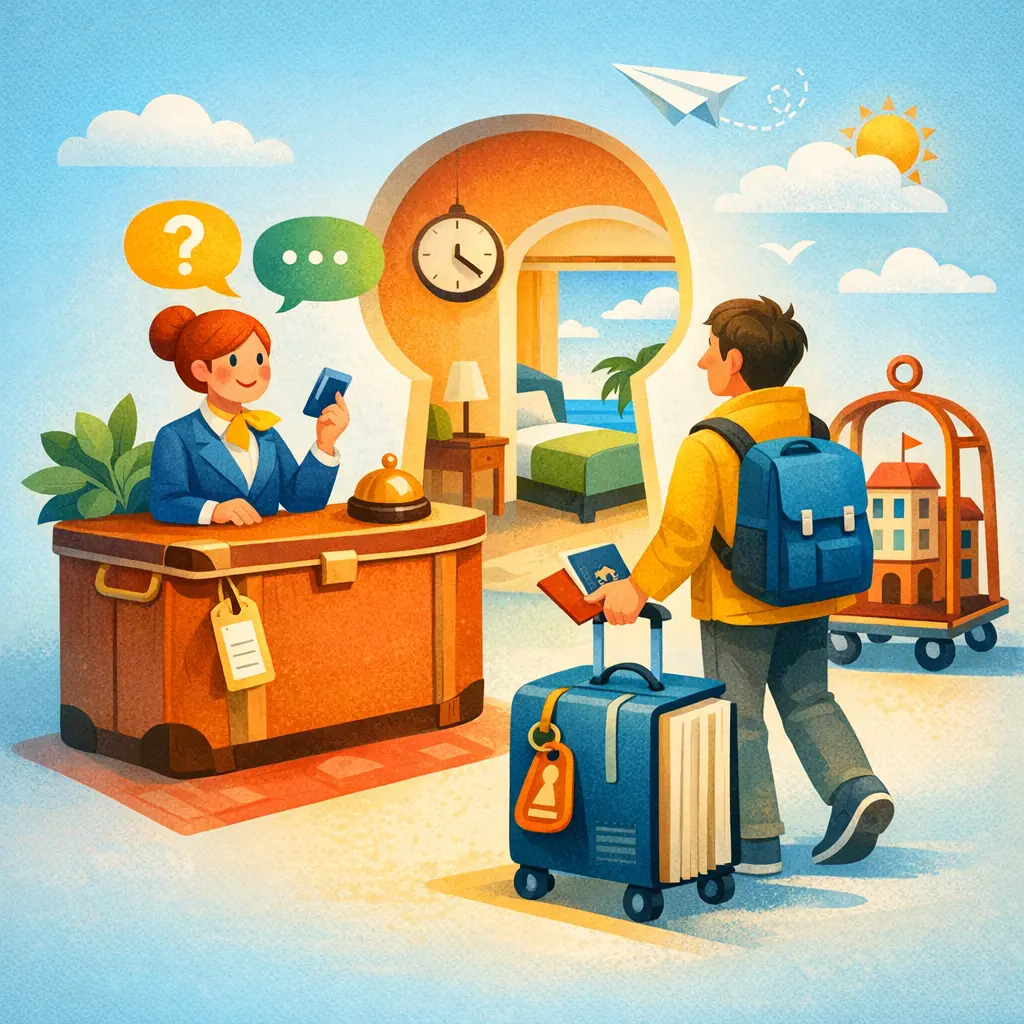 Hotel Check-in Conversation - Beginner English Learning Podcast - LexiTalk